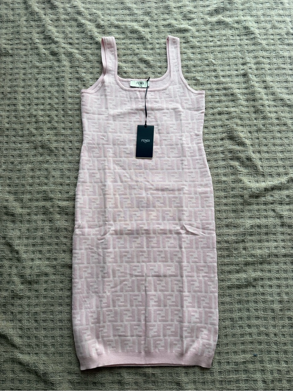Fendi Pale Pink FF Jacquard Midi Tank Dress